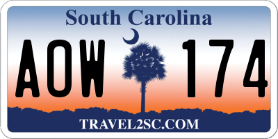 SC license plate AOW174