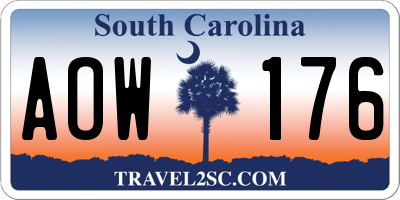 SC license plate AOW176