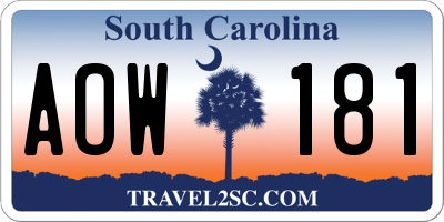 SC license plate AOW181