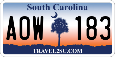 SC license plate AOW183