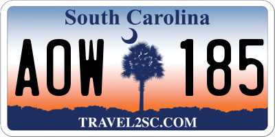 SC license plate AOW185