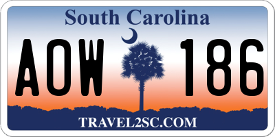 SC license plate AOW186