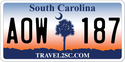 SC license plate AOW187