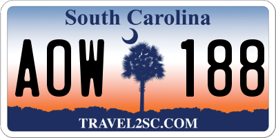 SC license plate AOW188