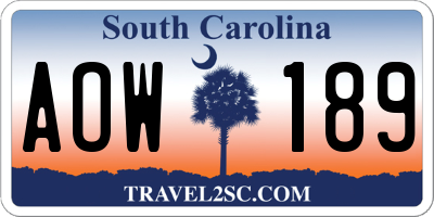 SC license plate AOW189