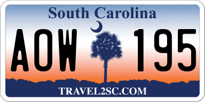 SC license plate AOW195