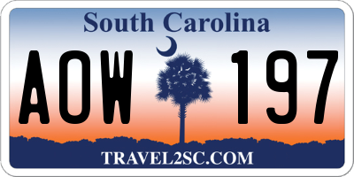 SC license plate AOW197