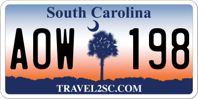 SC license plate AOW198