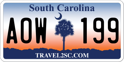SC license plate AOW199