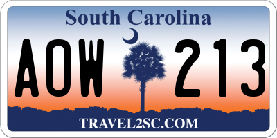 SC license plate AOW213