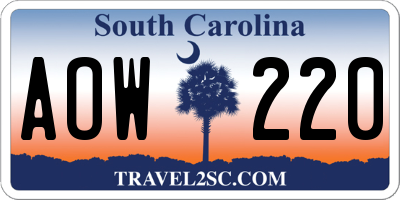 SC license plate AOW220