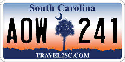 SC license plate AOW241