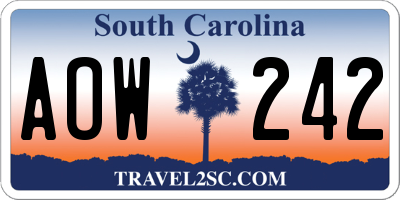 SC license plate AOW242