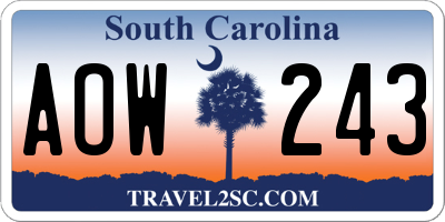 SC license plate AOW243