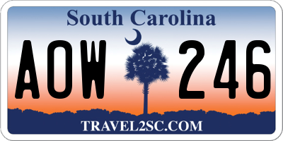 SC license plate AOW246