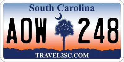 SC license plate AOW248