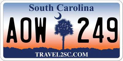 SC license plate AOW249