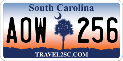 SC license plate AOW256