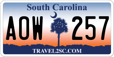 SC license plate AOW257
