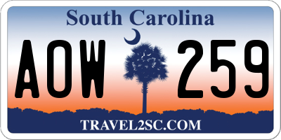 SC license plate AOW259