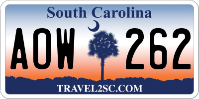 SC license plate AOW262