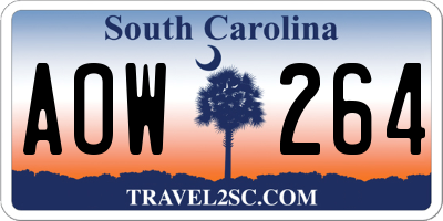 SC license plate AOW264