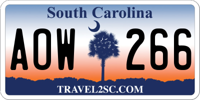 SC license plate AOW266