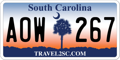 SC license plate AOW267
