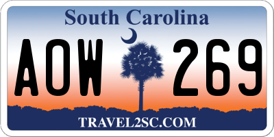 SC license plate AOW269