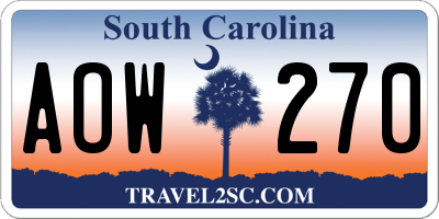 SC license plate AOW270