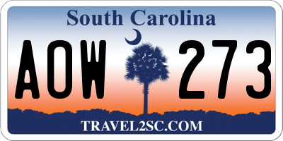 SC license plate AOW273