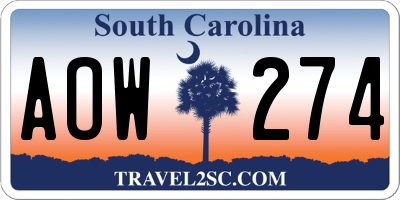 SC license plate AOW274