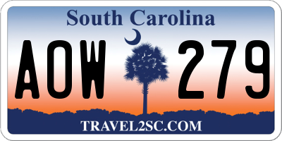 SC license plate AOW279