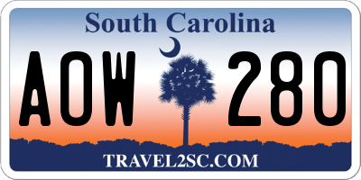 SC license plate AOW280