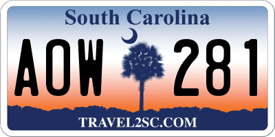 SC license plate AOW281