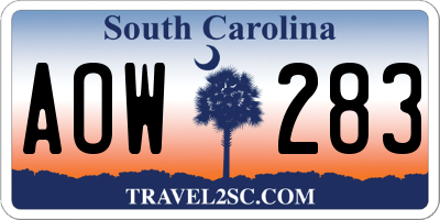 SC license plate AOW283