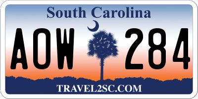 SC license plate AOW284