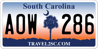 SC license plate AOW286