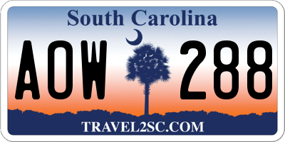 SC license plate AOW288