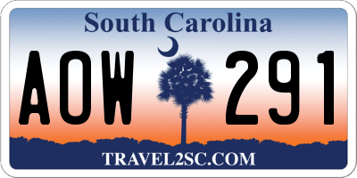 SC license plate AOW291