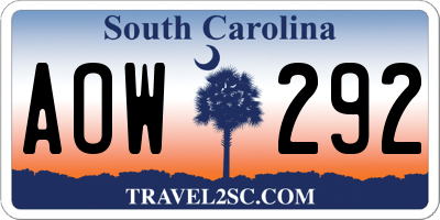 SC license plate AOW292