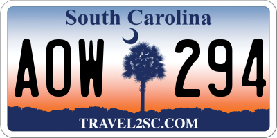 SC license plate AOW294