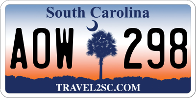 SC license plate AOW298
