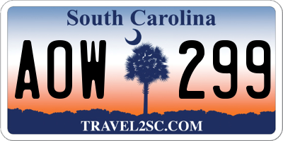 SC license plate AOW299