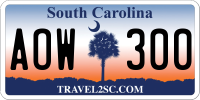 SC license plate AOW300