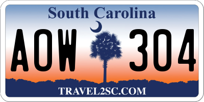 SC license plate AOW304