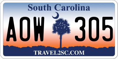 SC license plate AOW305