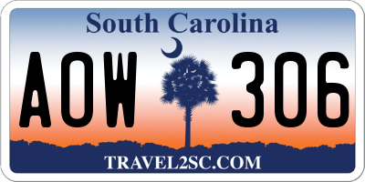 SC license plate AOW306