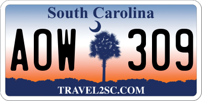 SC license plate AOW309