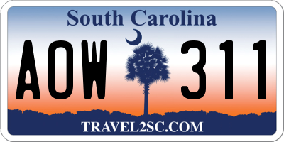 SC license plate AOW311